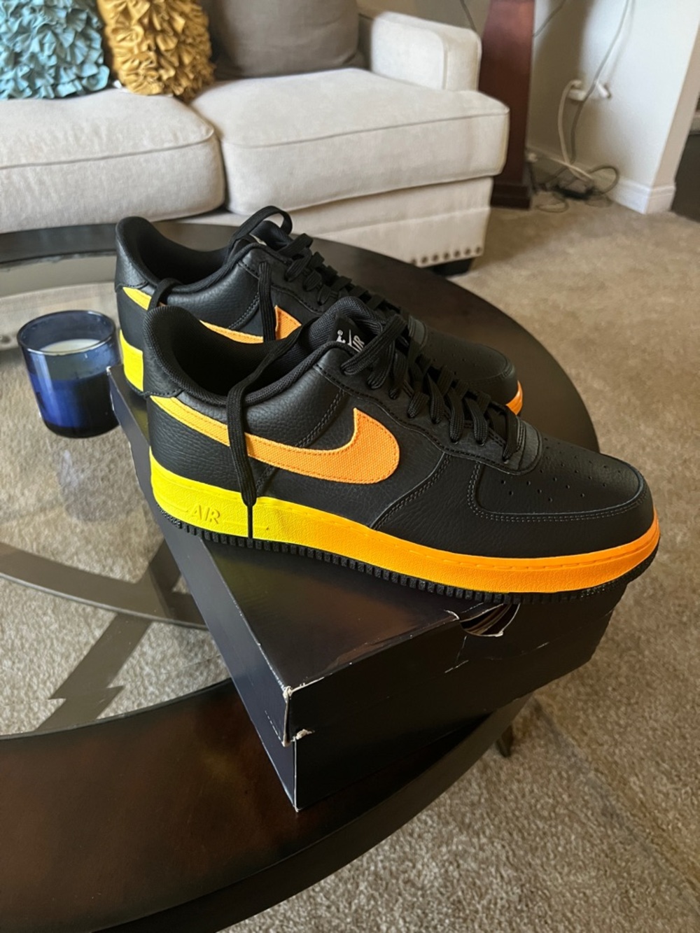 Nike Low-Top Sneakers - Black with Orange & Yellow Accents